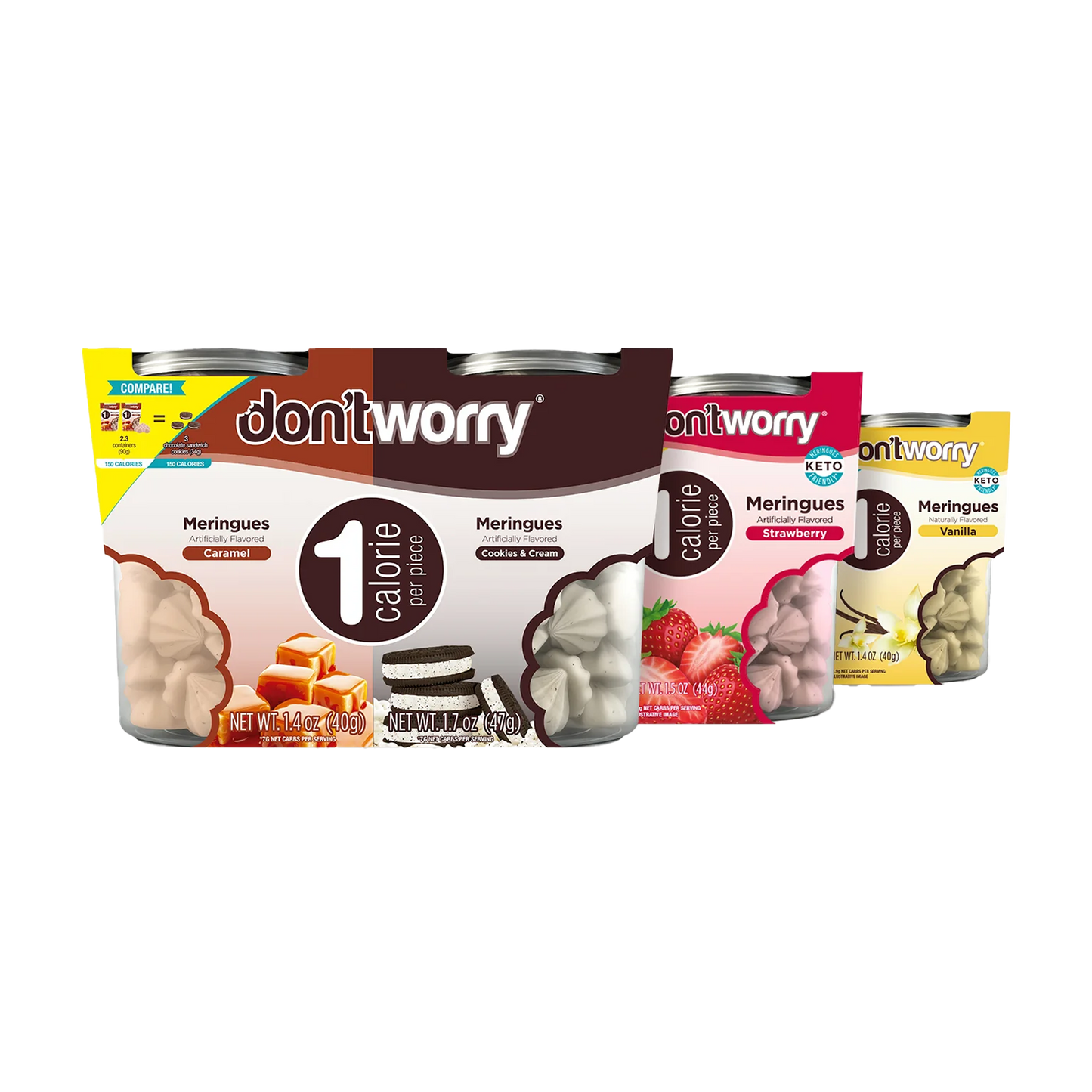 Meringue Cookies 4 Pack ( Cookies&Cream + Caramel + Strawberry + Vanilla)