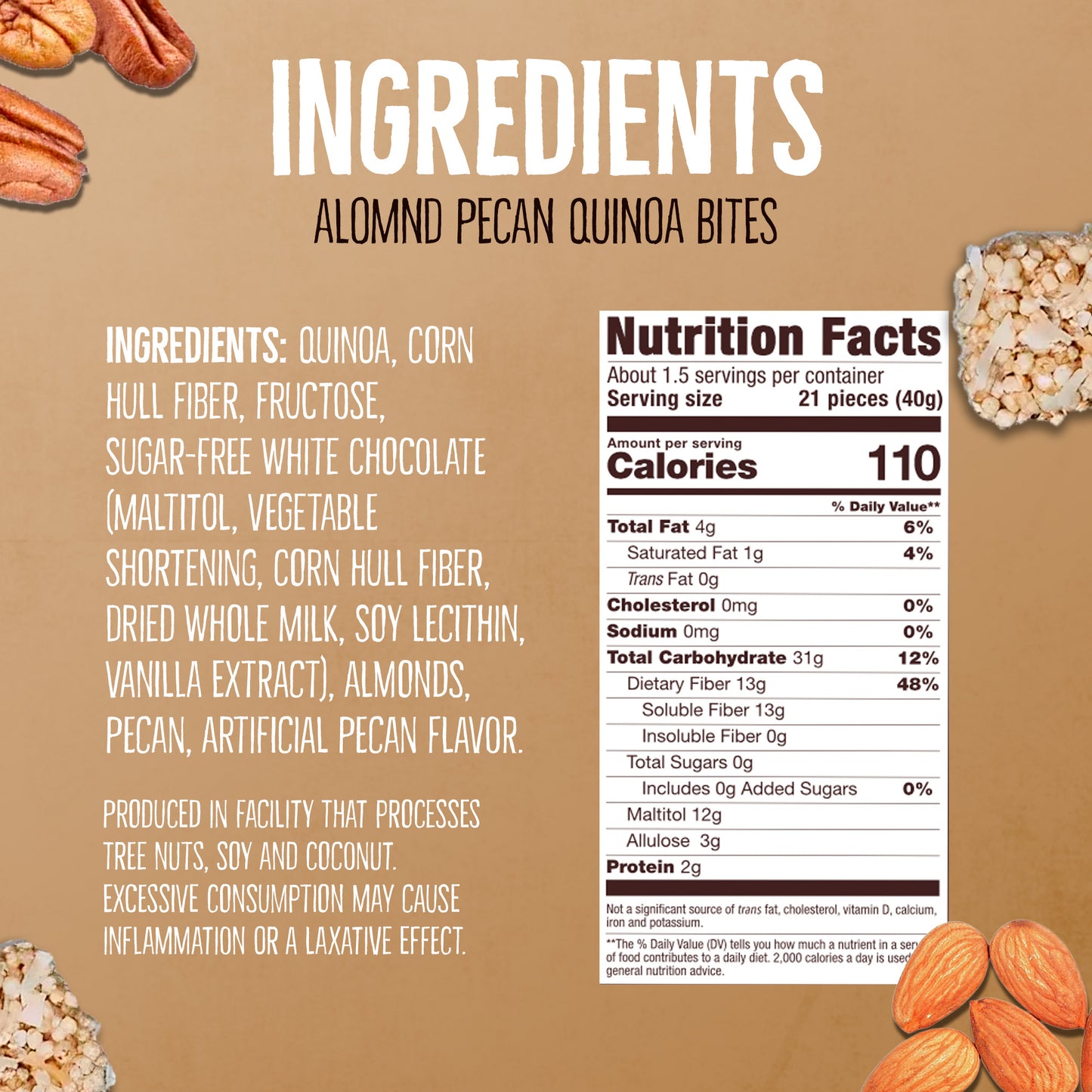 4 pack Quinoa Bites - 2 Blue Berry+Chocolate+Almond