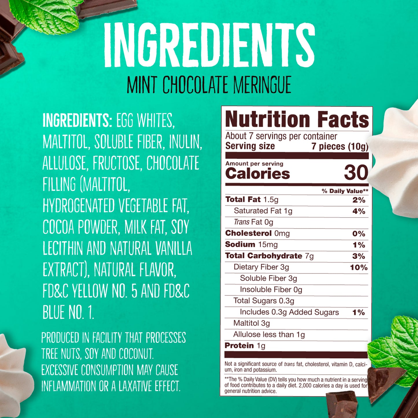 Meringue Cookies 4 Pack ( 2 Double Chocolate + Halzenut + Mint)