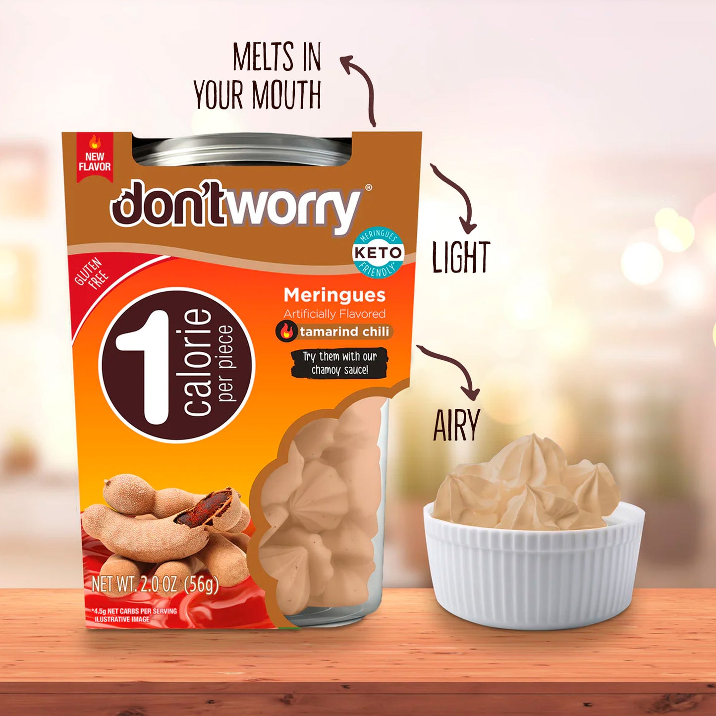 Just 1 Calorie Per Piece β Low Sugar Meringues 4PK β Mango, Watermelon, Tamarind β Sweet & Spicy Flavors