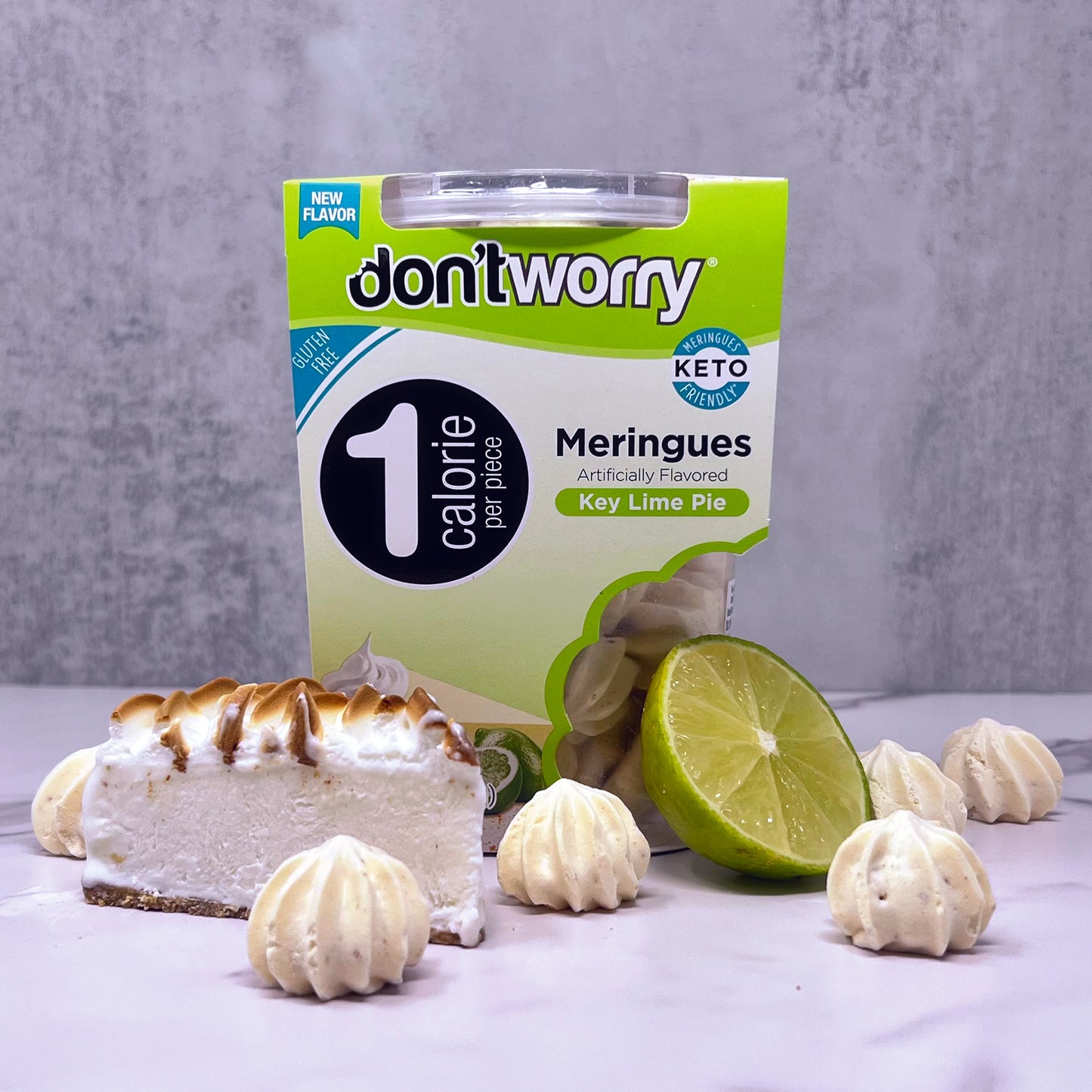 Meringue Cookies 4 Pck (2pz Key Lime Pie Flavor & 2pz Cookies and Cream) Only 1 Cal per piece