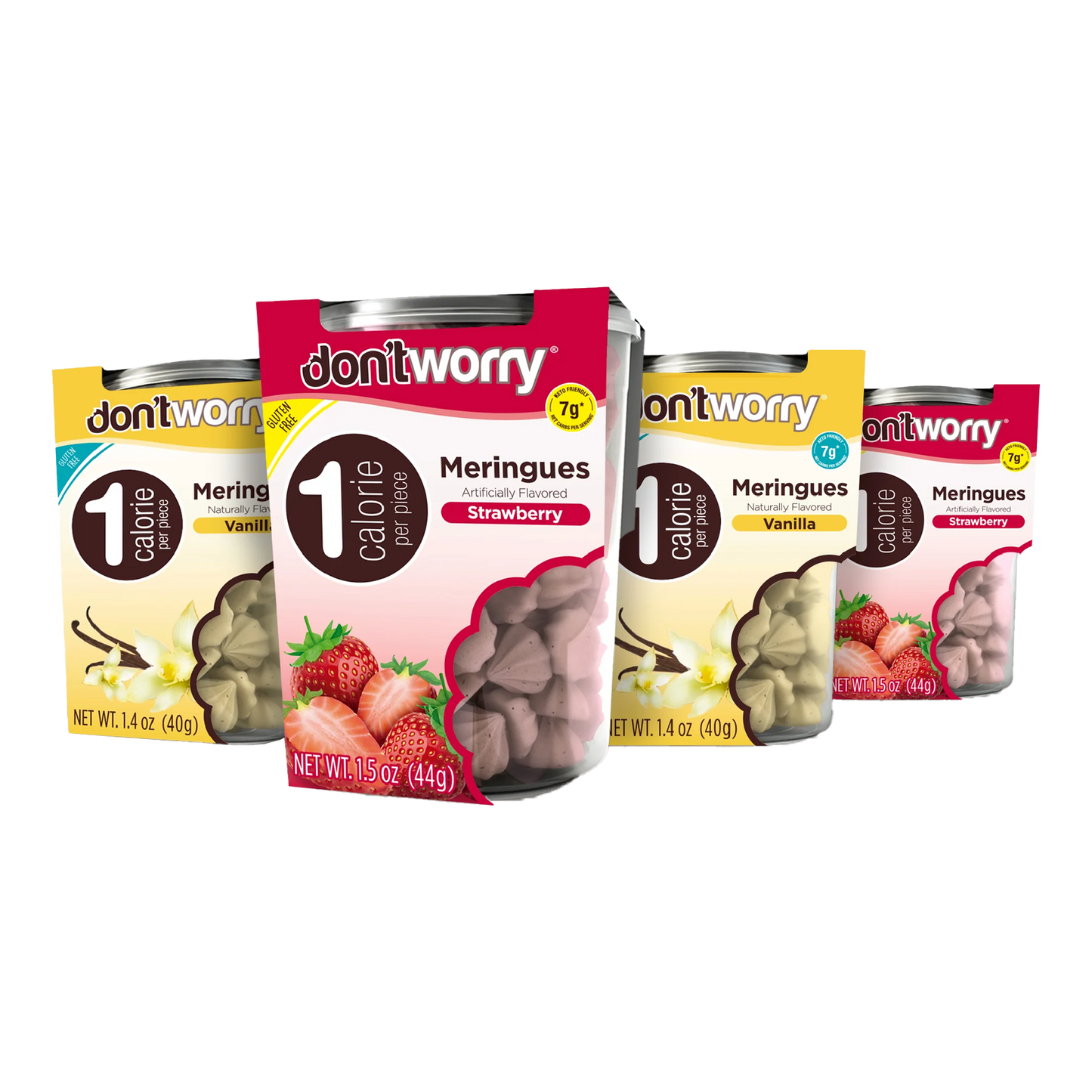 4 Pack Meringue Strawberry and Vanilla 1.4 oz