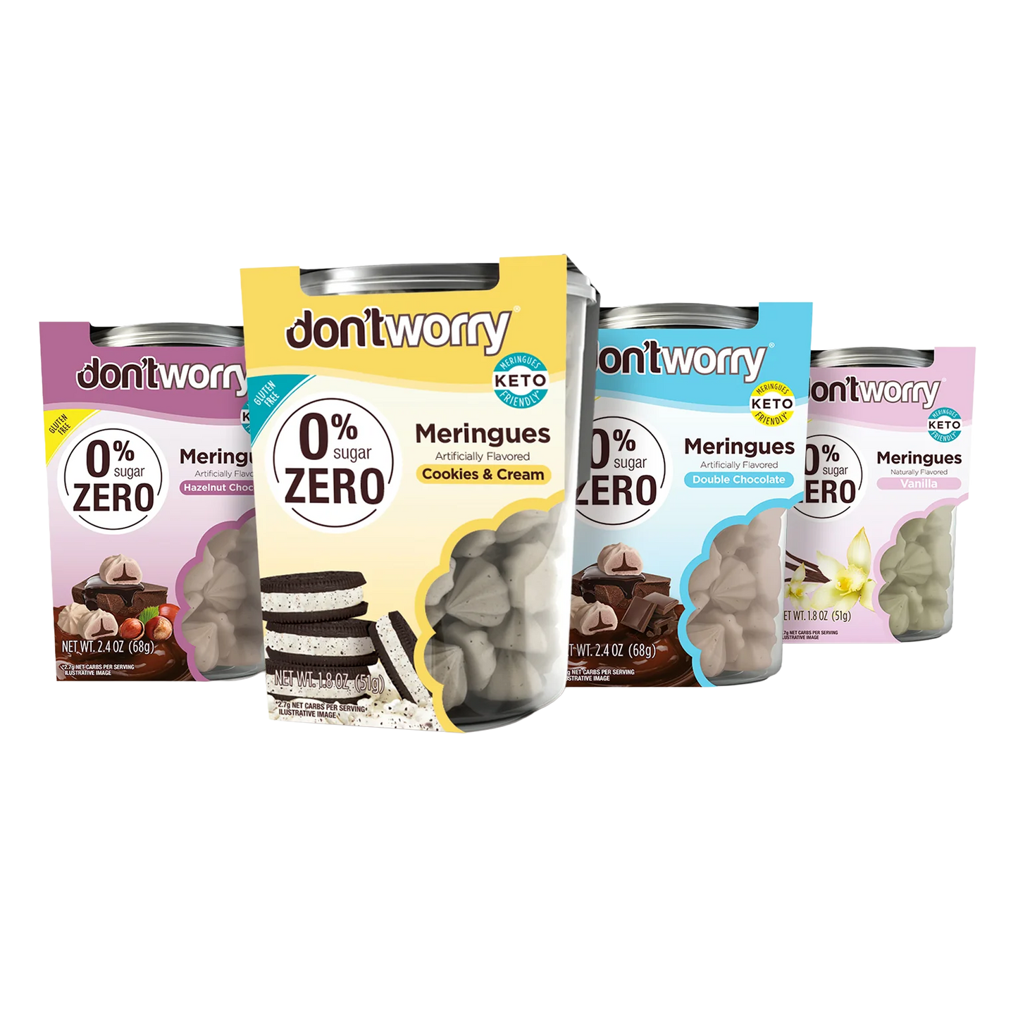 0 Sugar Meringues 4PK ZERO – Cookies & Cream, Vanilla, Chocolate, Hazelnut – Keto-Friendly & Guilt-Free