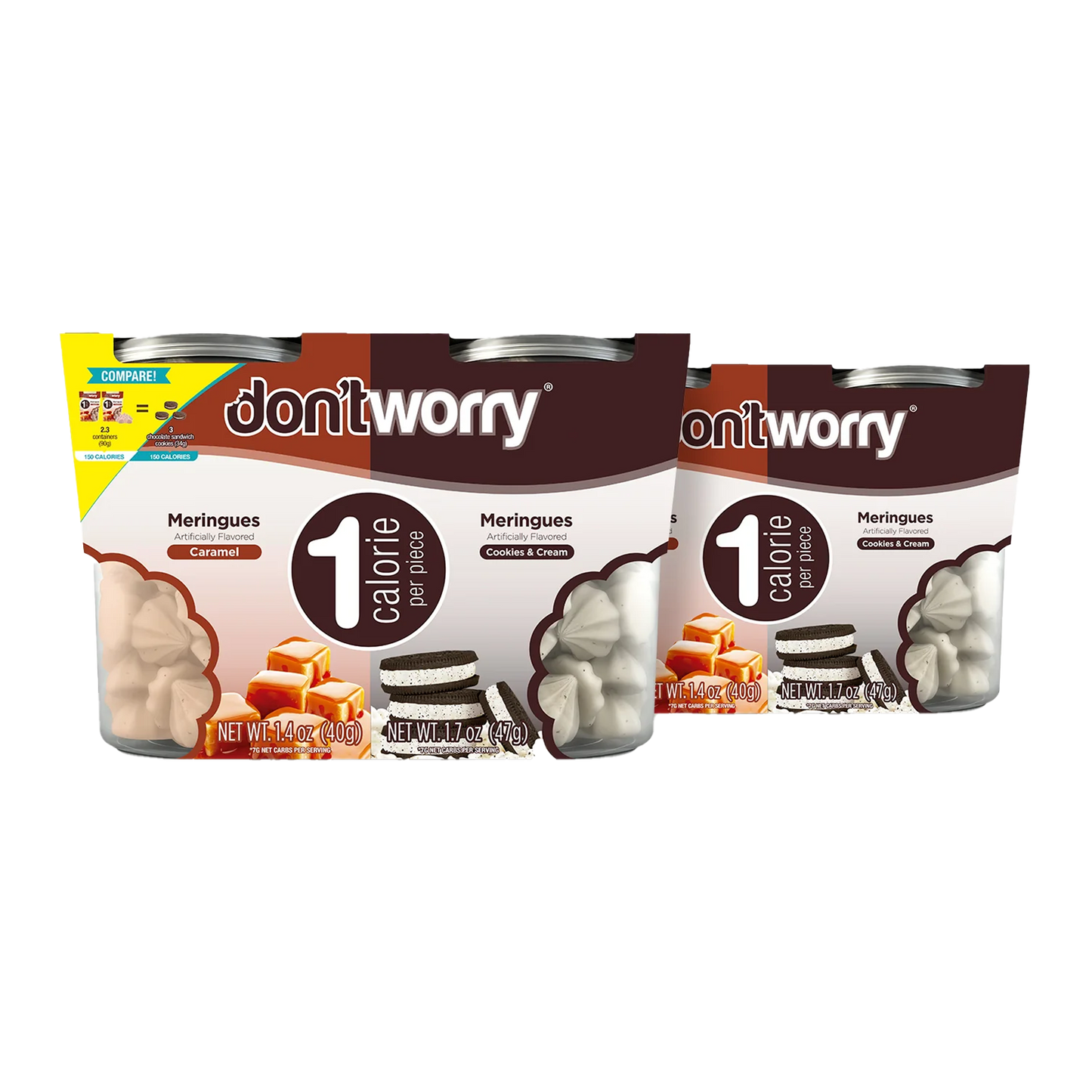 Meringue Cookies 4 Pack ( 2 Cookies&Cream + 2 Caramel )