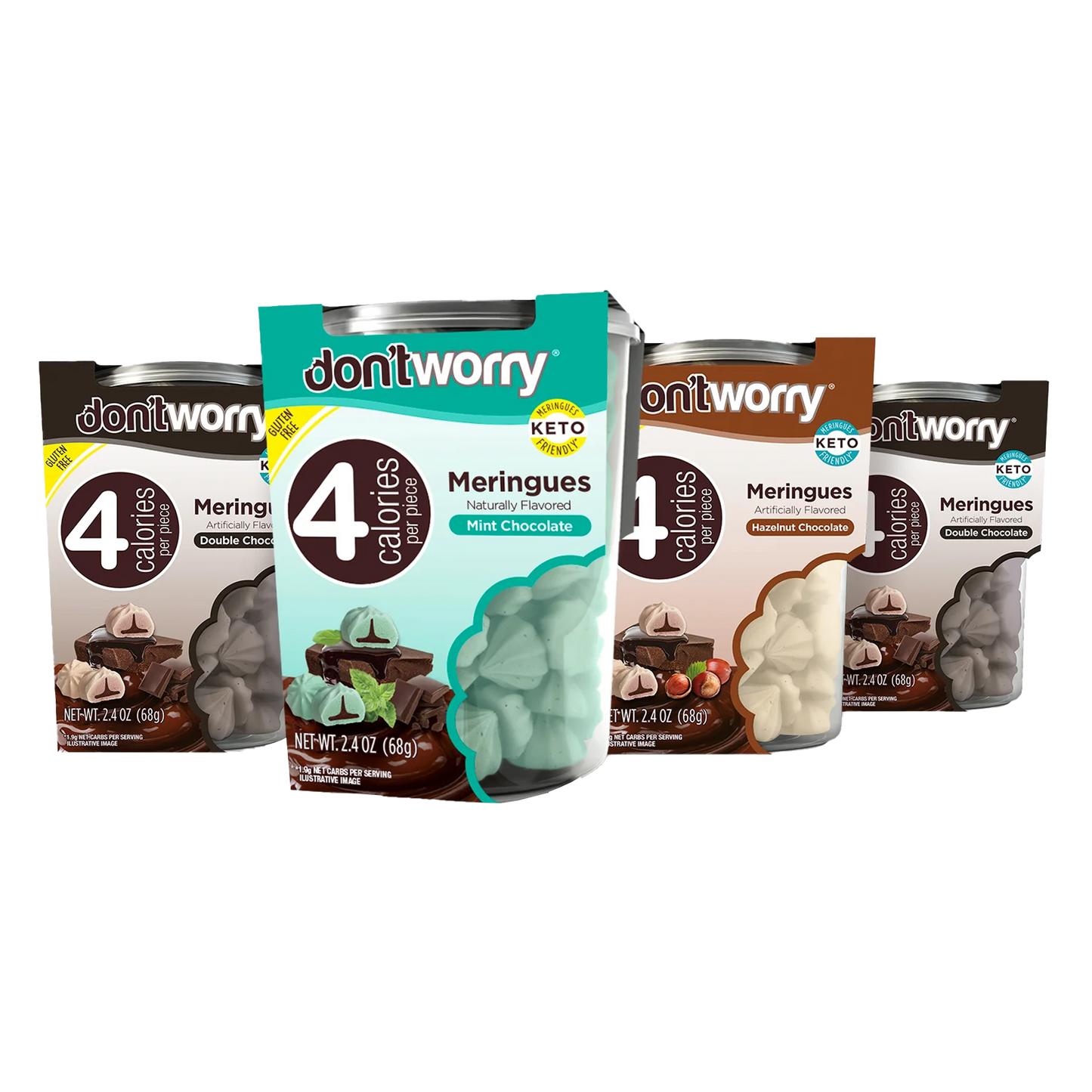 Meringue Cookies 4 Pack ( 2 Double Chocolate + Halzenut + Mint)