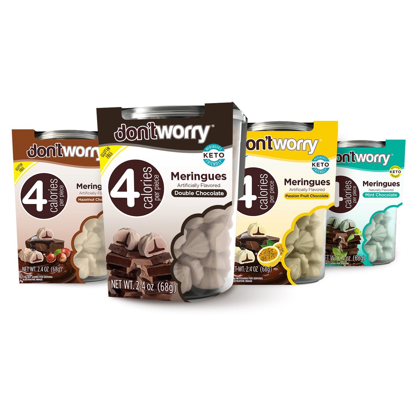 Just 4 Calories Per Meringue – Low Sugar Meringues 4PK – Double Chocolate, Hazelnut, Mint & Passion Fruit – Maximum Indulgence, Minimum Calories