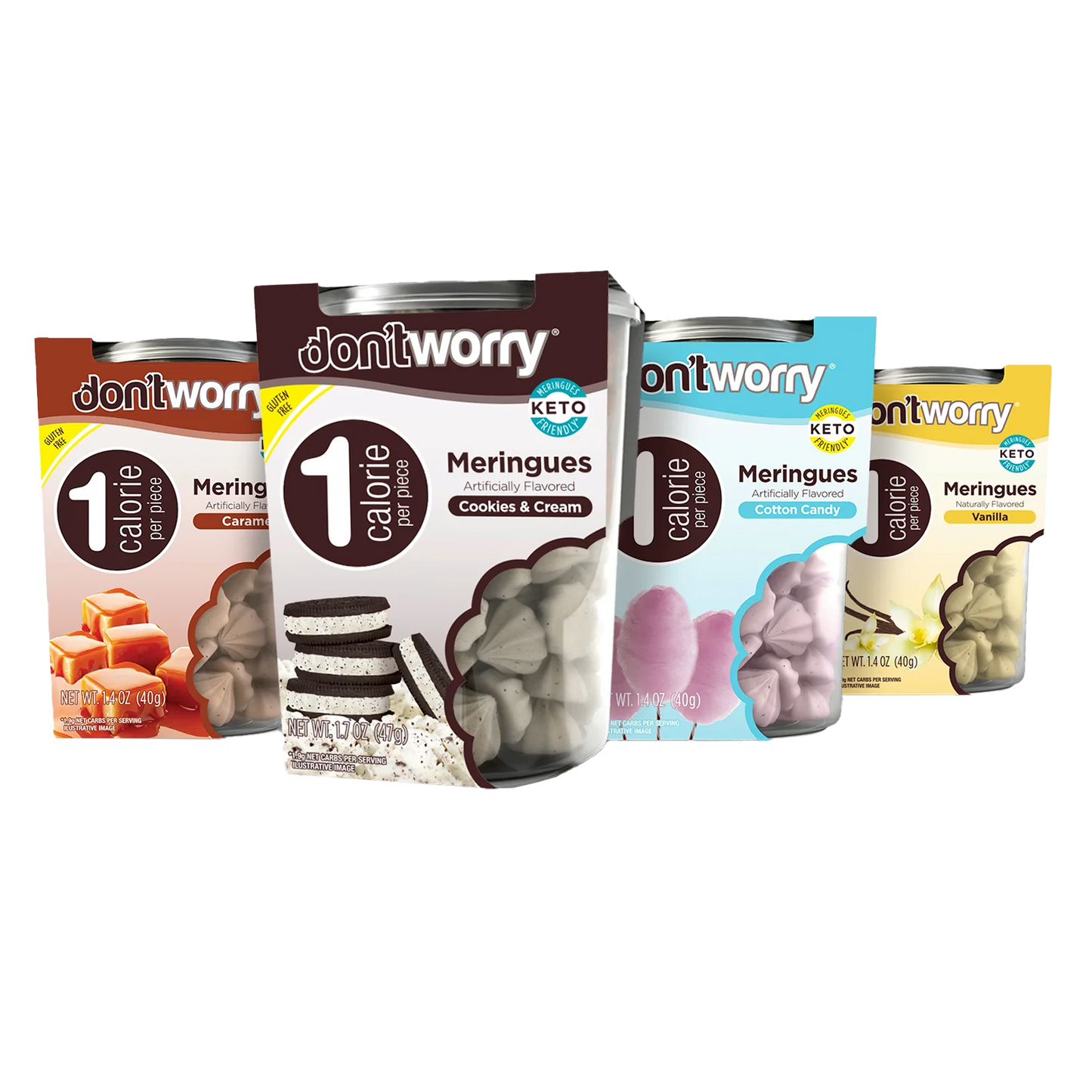 Meringue 4 Pack, Coton Candy, Caramel, Cookies & Cream, Vanilla,  Only 1 Cal per piece (Copy) (Copy)