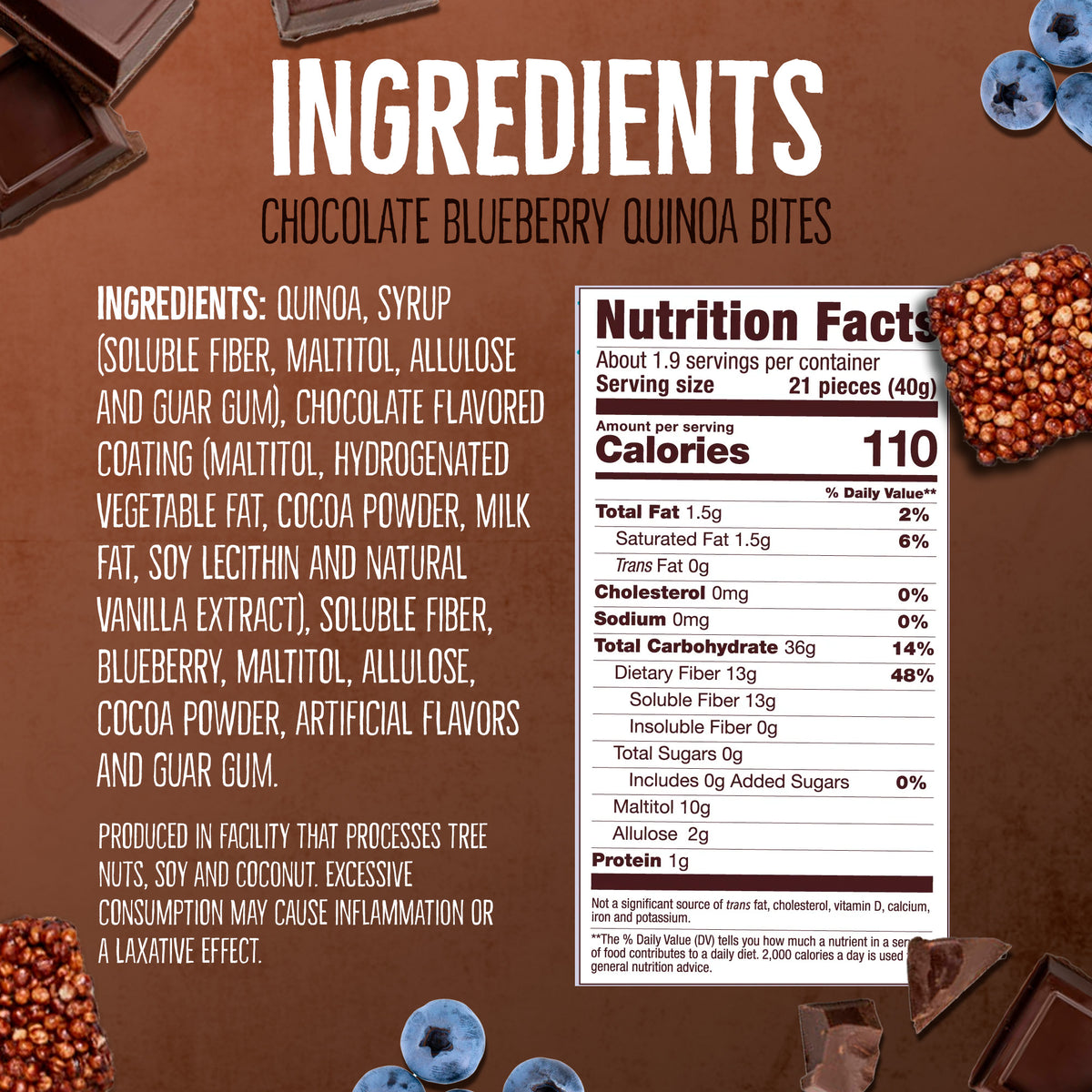 4 pack Quinoa Bites - 2 Blue Berry+Chocolate+Almond