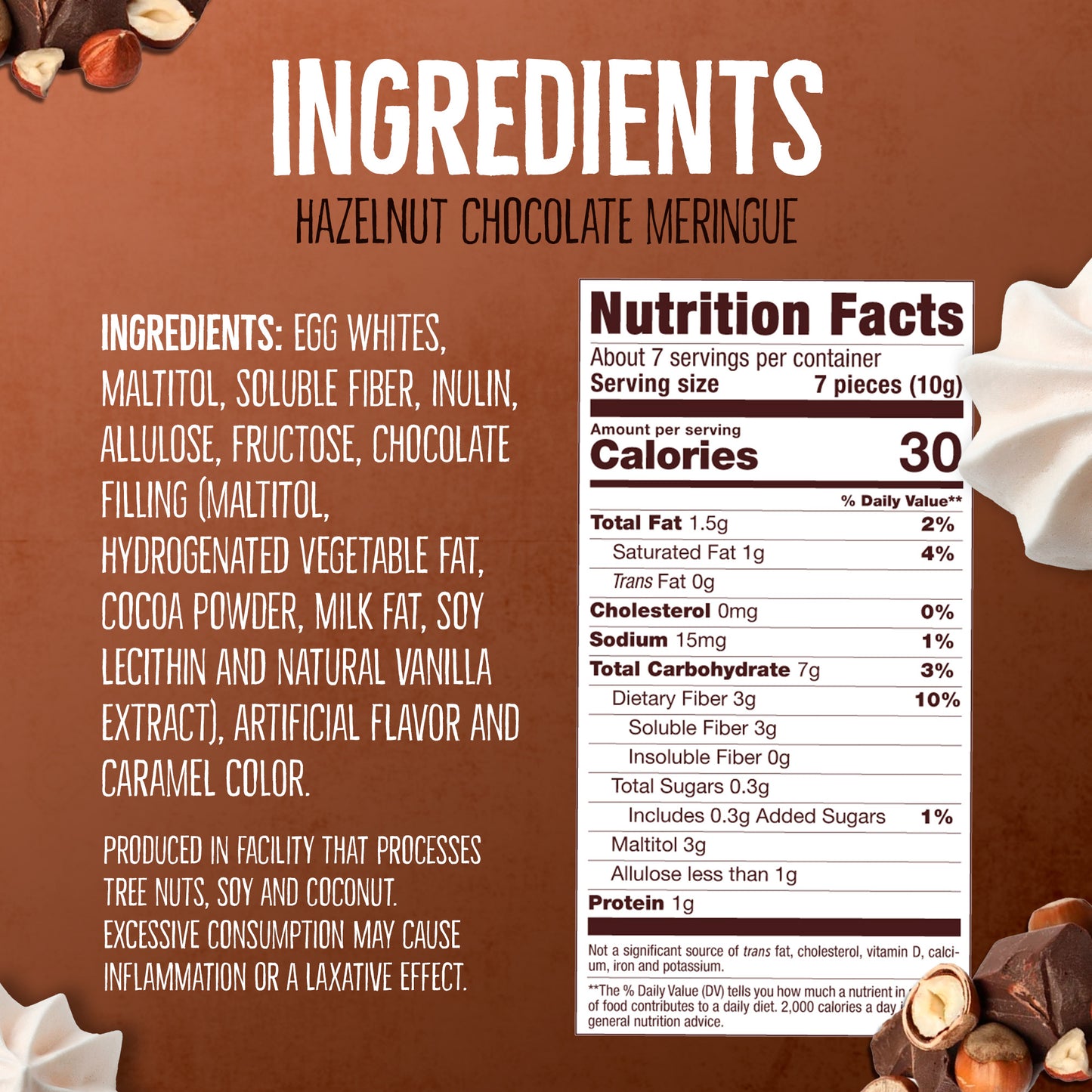 4 Pack Meringue Chocolate & Halzenut 2.4 oz