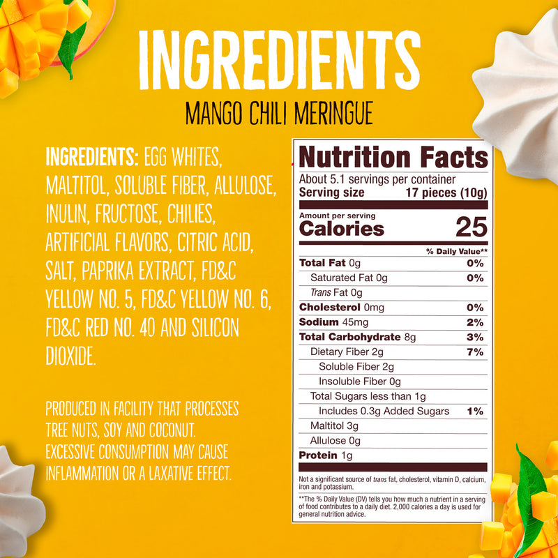 Just 1 Calorie Per Piece – Low Sugar Meringues 4PK – Mango, Watermelon – Sweet & Spicy Flavors