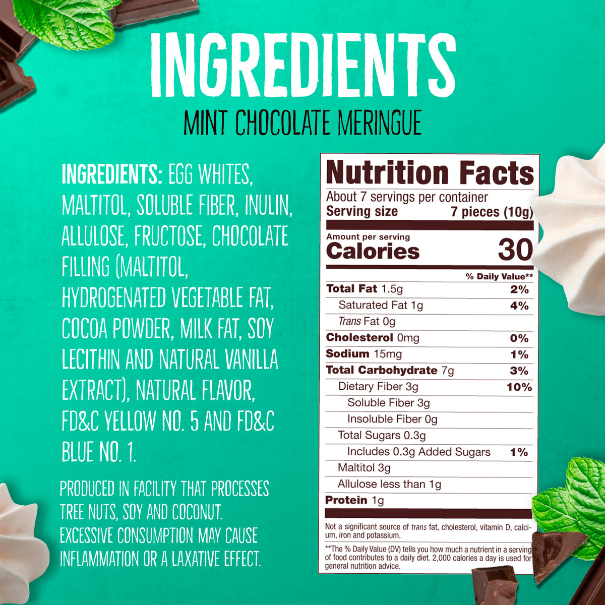 Meringue Cookies 4 Pack ( 2 Double Chocolate + Halzenut +  Mint)