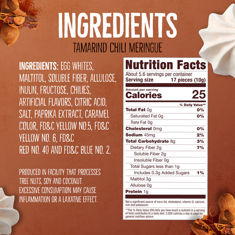Just 1 Calorie Per Piece – Low Sugar Meringues 4PK – Mango, Watermelon, Tamarind – Sweet & Spicy Flavors