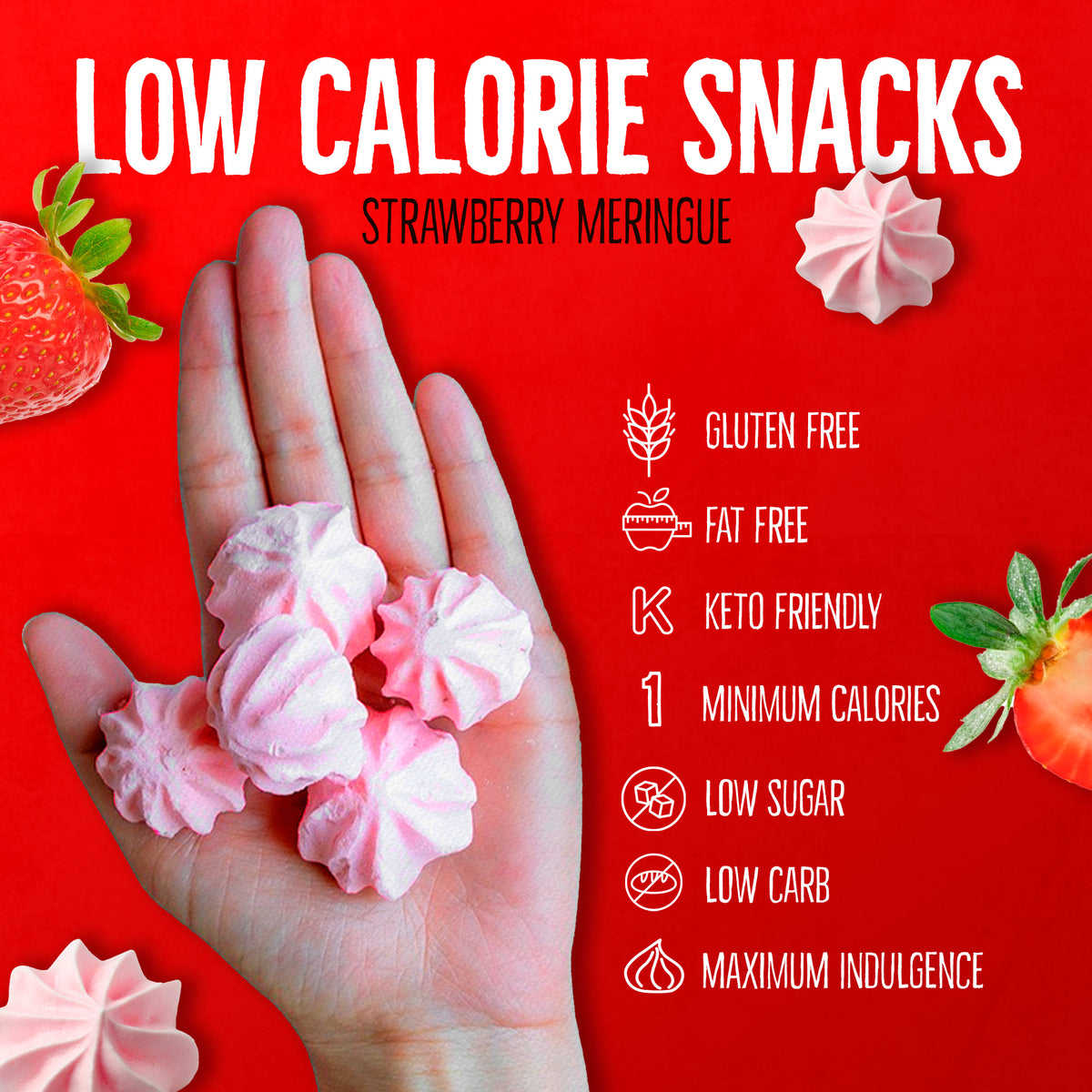 4 Pack Meringue Strawberry and Vanilla 1.4 oz