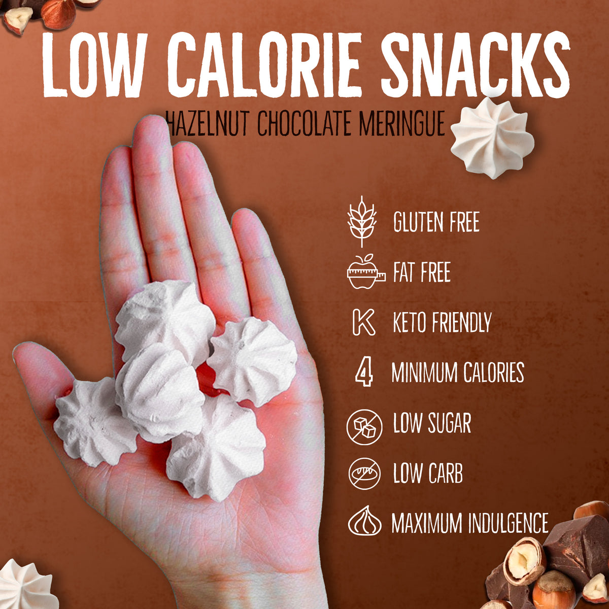 4 Pack Meringue Chocolate & Halzenut 2.4 oz