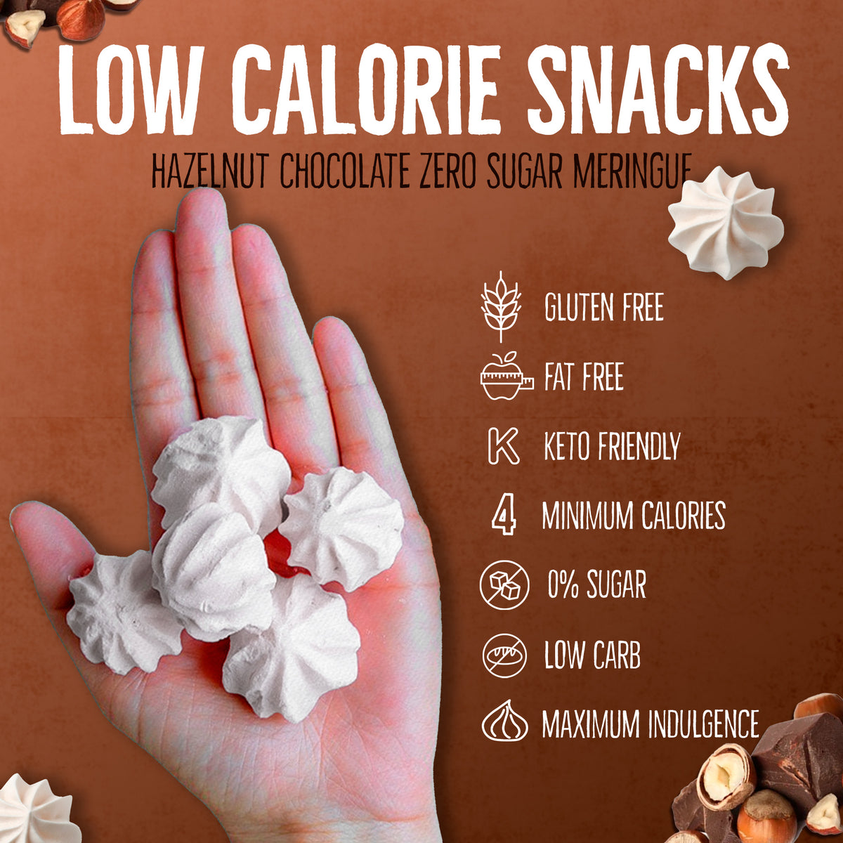 0 Sugar Meringues 4PK ZERO – Cookies & Cream, Vanilla, Chocolate, Hazelnut – Keto-Friendly & Guilt-Free