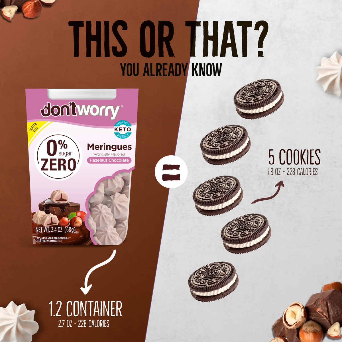 0 Sugar Meringues 4PK ZERO – Cookies & Cream, Vanilla, Chocolate, Hazelnut – Keto-Friendly & Guilt-Free