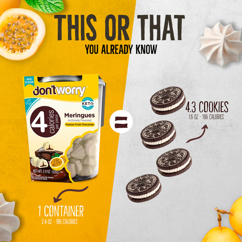 Just 4 Calories Per Meringue – Low Sugar Meringues 4PK – Double Chocolate, Hazelnut, Mint & Passion Fruit – Maximum Indulgence, Minimum Calories