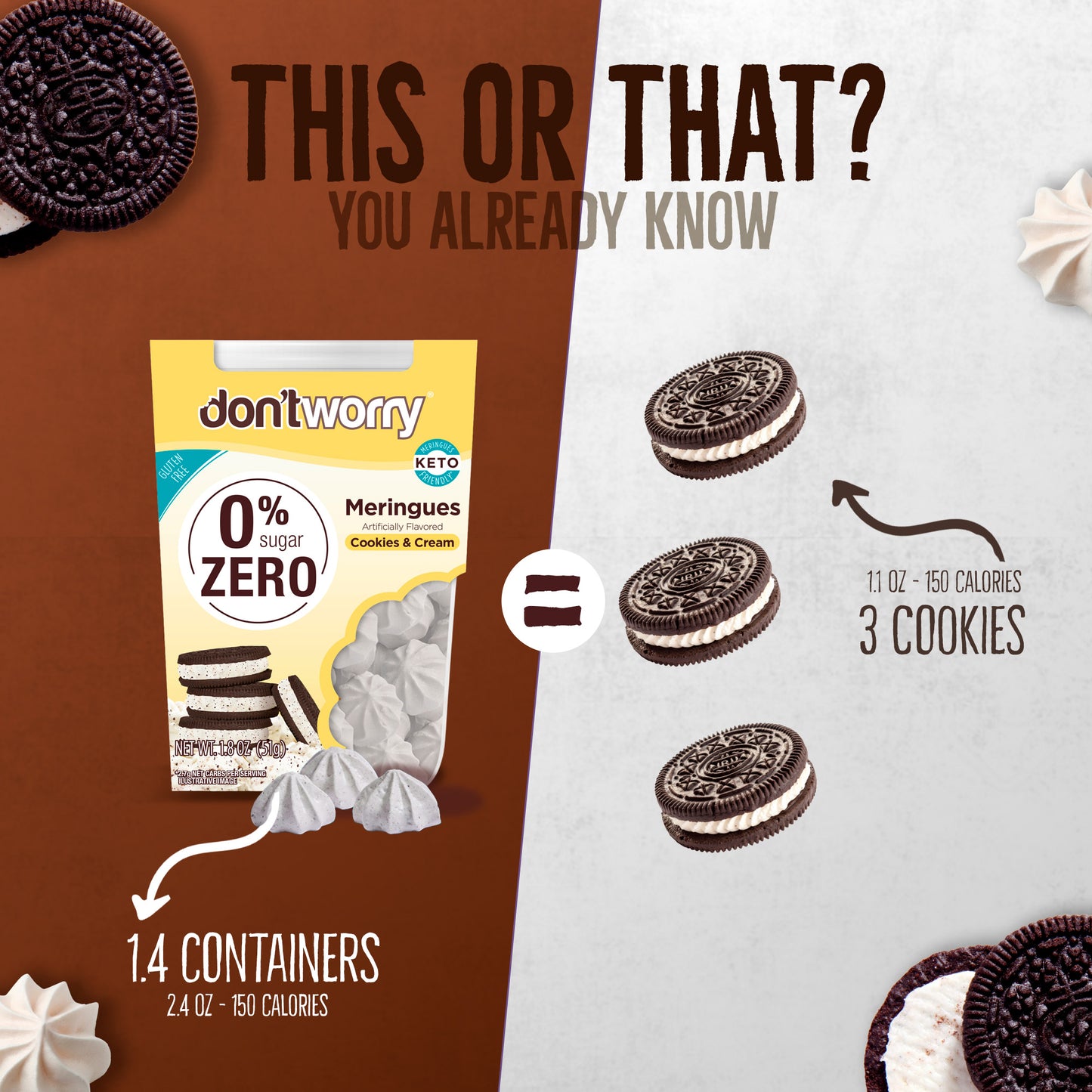 0 Sugar Meringues 4PK ZERO – Cookies & Cream, Chocolate – Keto-Friendly & Guilt-Free