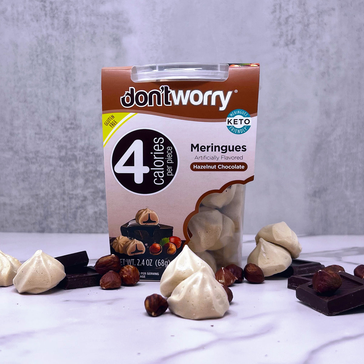 4 Pack Meringue Chocolate & Halzenut 2.4 oz