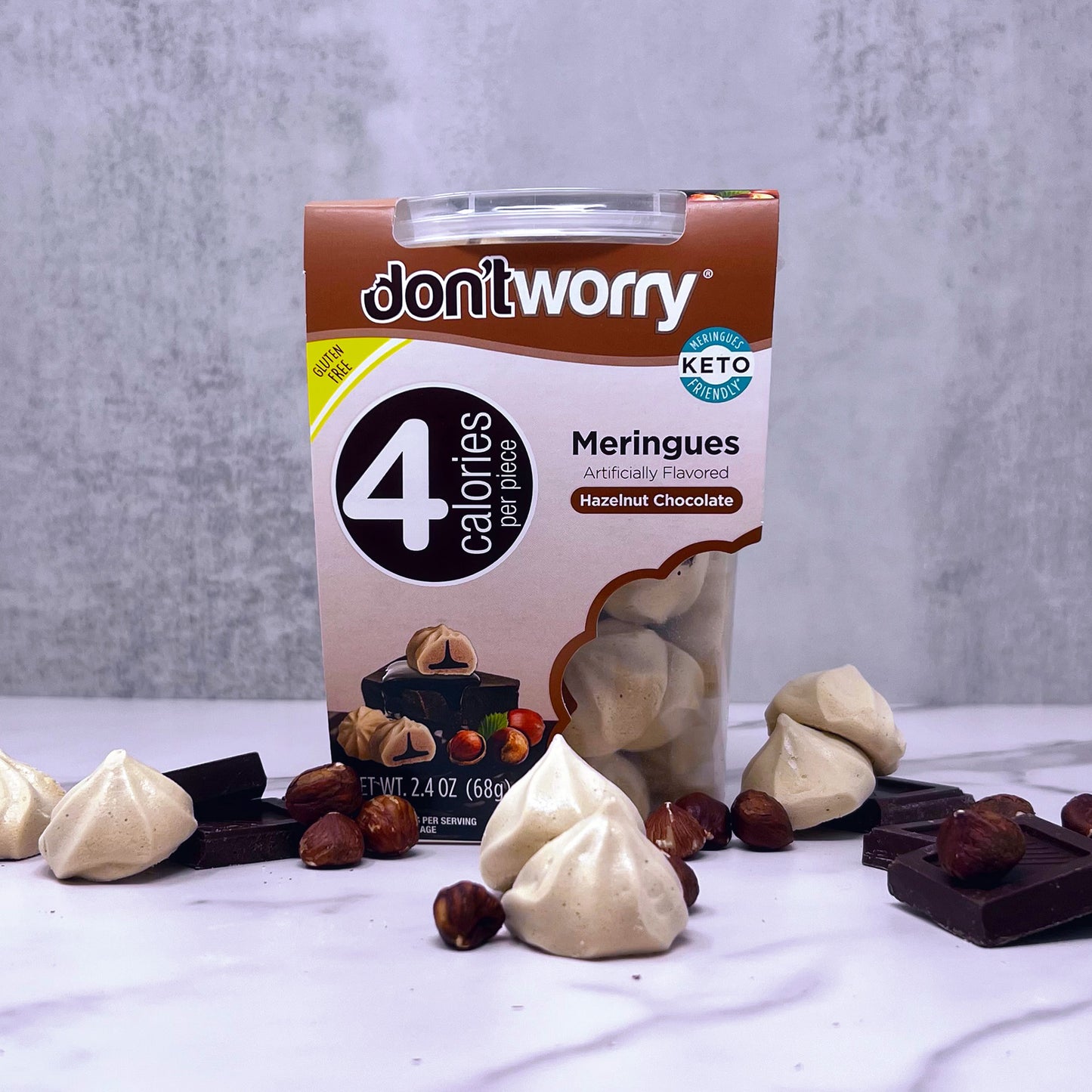 4 Pack Meringue Chocolate & Halzenut 2.4 oz