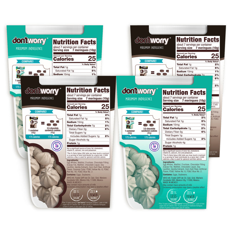 Meringue Cookies 4 Pack ( 2 Double Chocolate + Halzenut +  Mint)
