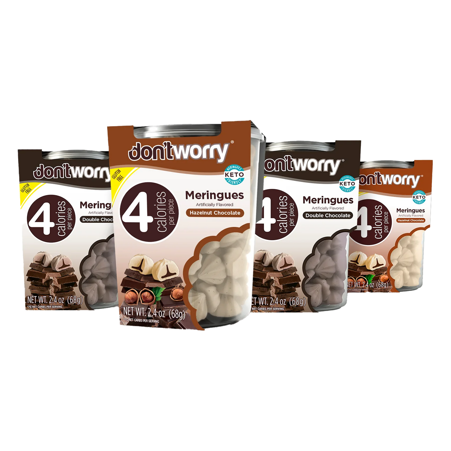 4 Pack Meringue Chocolate & Halzenut 2.4 oz