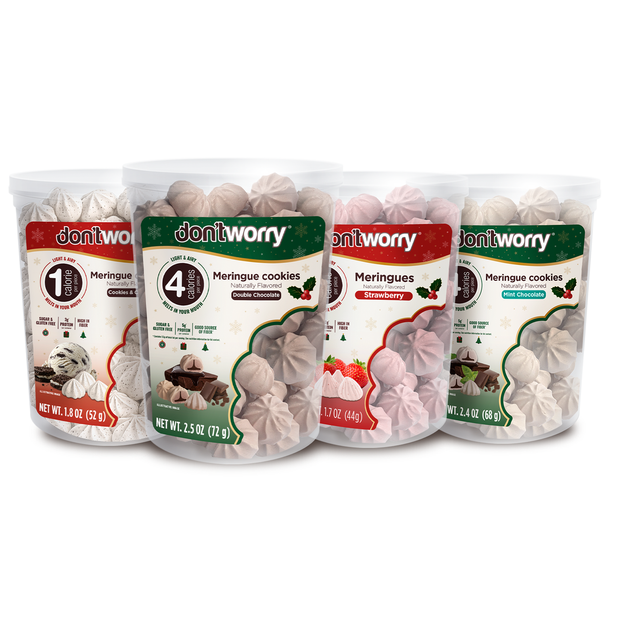 Holiday 4 Pack: Cookies & Cream, Strawberry, Double Chocolate & Mint Chocolate