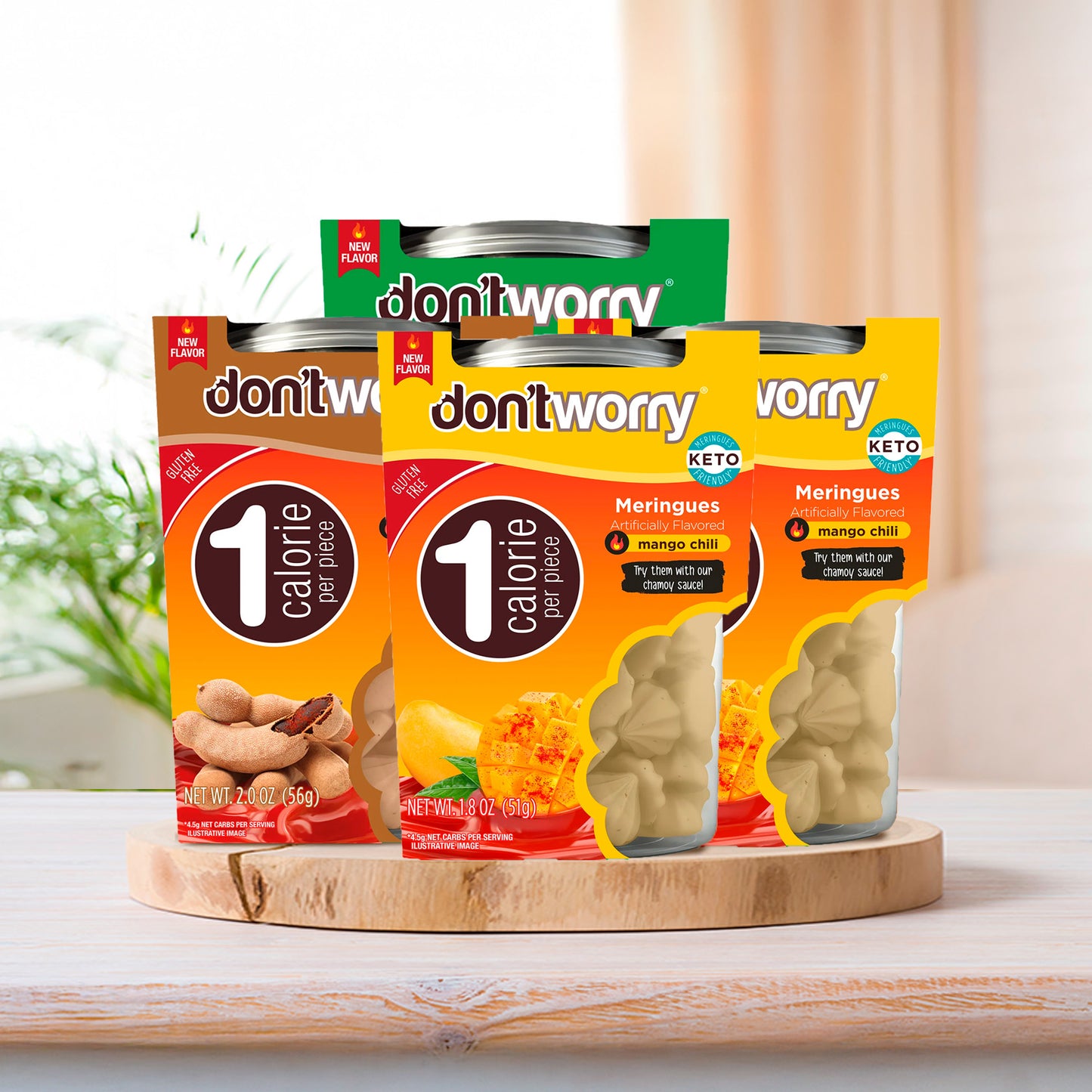 Just 1 Calorie Per Piece – Low Sugar Meringues 4PK – Mango, Watermelon, Tamarind – Sweet & Spicy Flavors