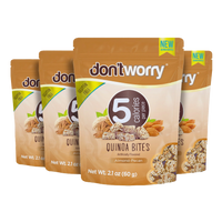 4 pack Quinoa Bites, Almond-Pecan Flavor Super Food (2.1 oz per bag)