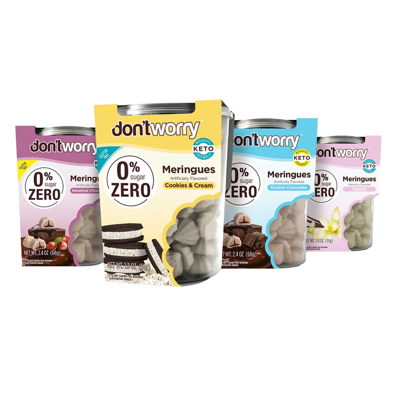 0 Sugar Meringues 4PK ZERO – Cookies & Cream, Vanilla, Chocolate, Hazelnut – Keto-Friendly & Guilt-Free