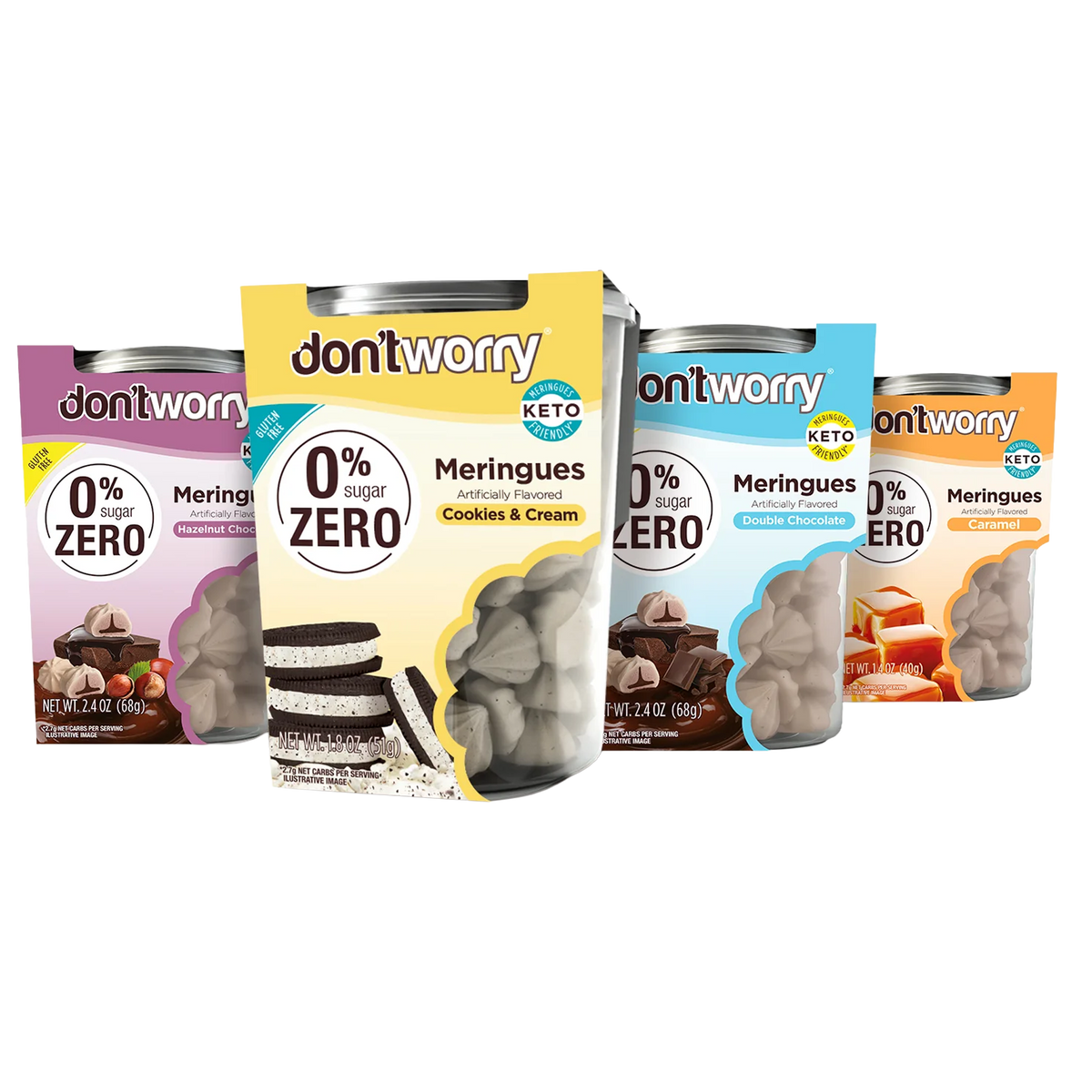 0 Sugar Meringues 4PK ZERO – Cookies & Cream, Caramel, Chocolate, Hazelnut – Keto-Friendly & Guilt-Free