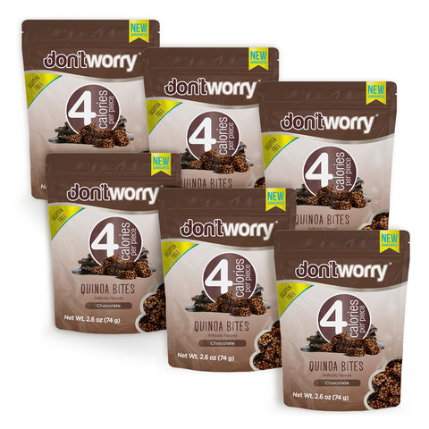 6 pack Quinoa Bites, Chocolate & Almond-Pecan Flavor Super Food (2.1 oz per bag)